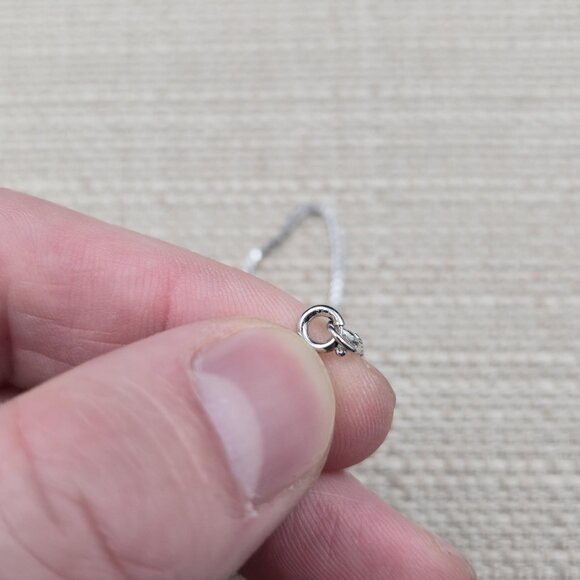 18 Inch Sterling Silver Small Diamonds Simple Pendant Necklace A6272 - Picture 6 of 8